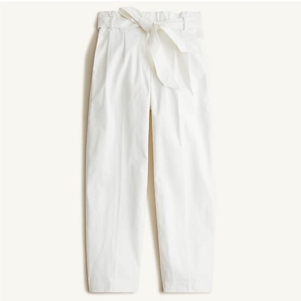J. Crew High-Rise Paperbag Tie-Waist Ripstop Cotton Pants - White